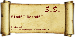 Simó Dezső névjegykártya
